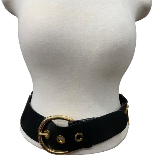 Suzi Roher black belt size L adjustable waist gold buckle and zipper detail - Picture 2 of 9